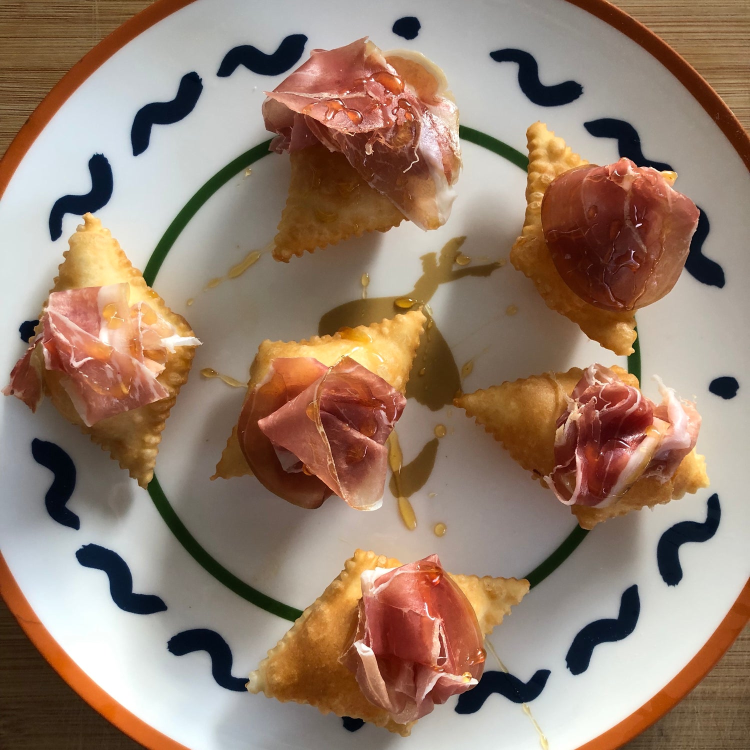 Gnocco Fritto with Prosciutto and Hot Honey
