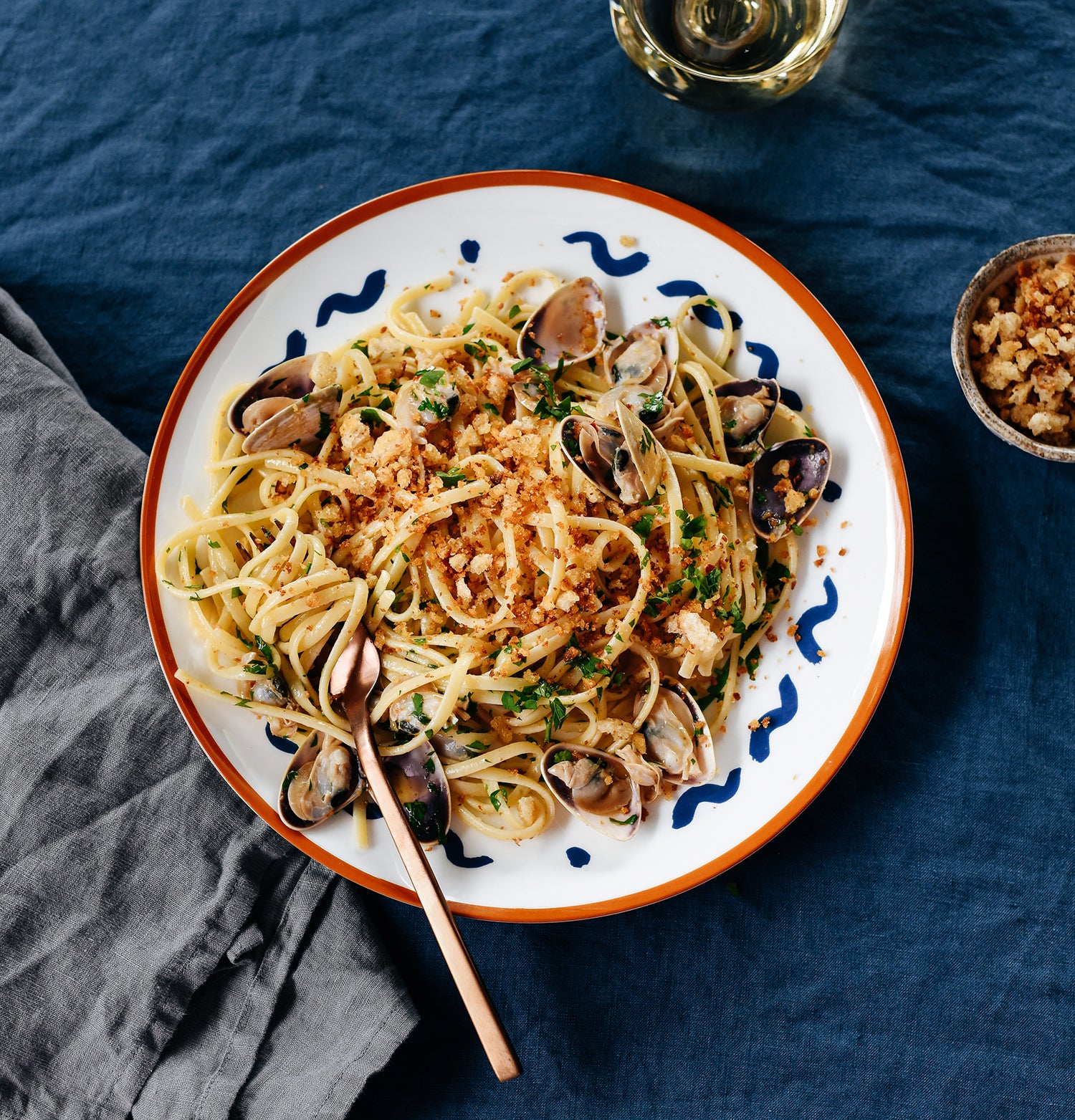 Linguine with 'Nduja, Pipis and Pangrattato