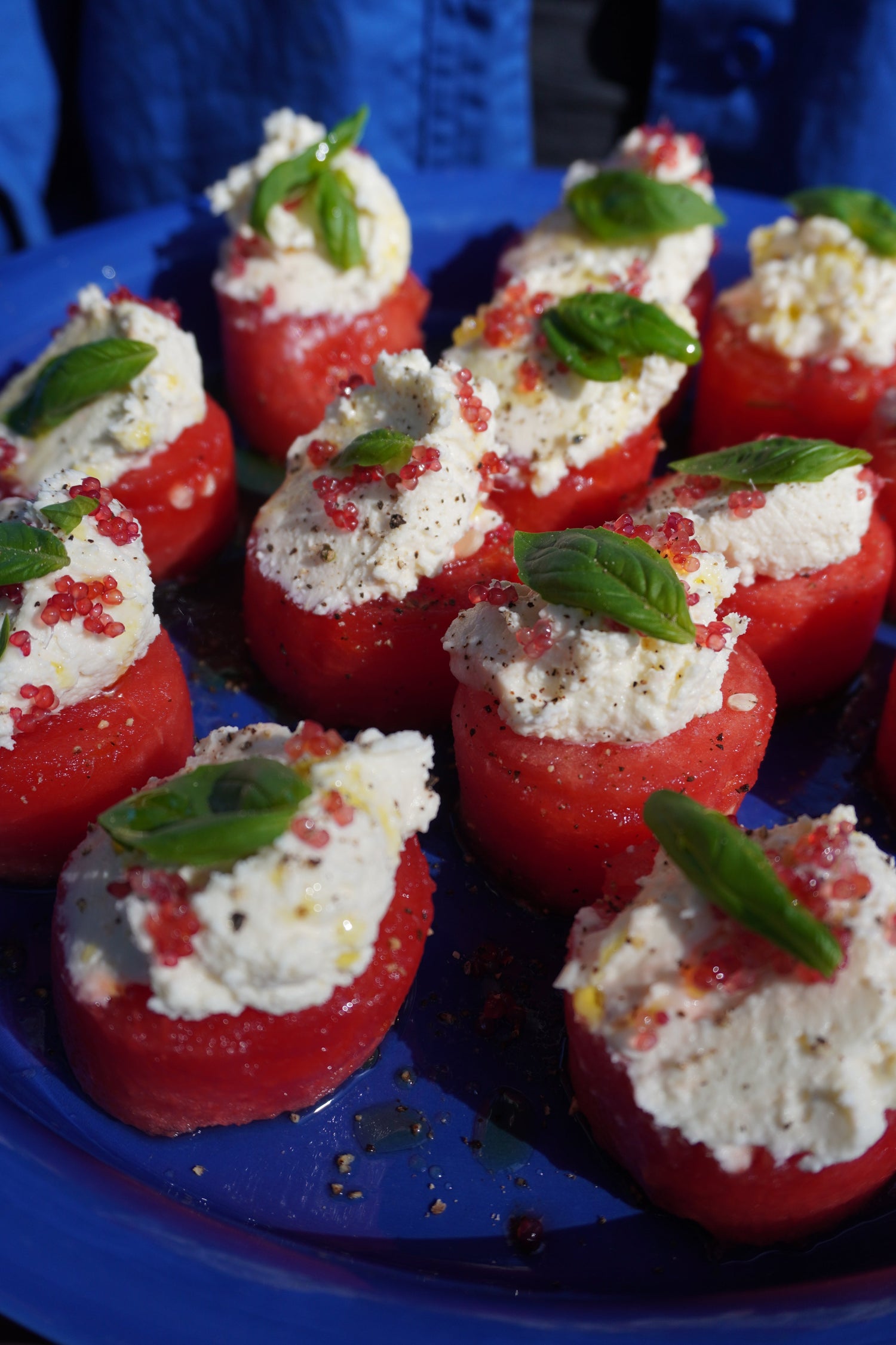 Watermelon with Whipped Feta and Finger Lime