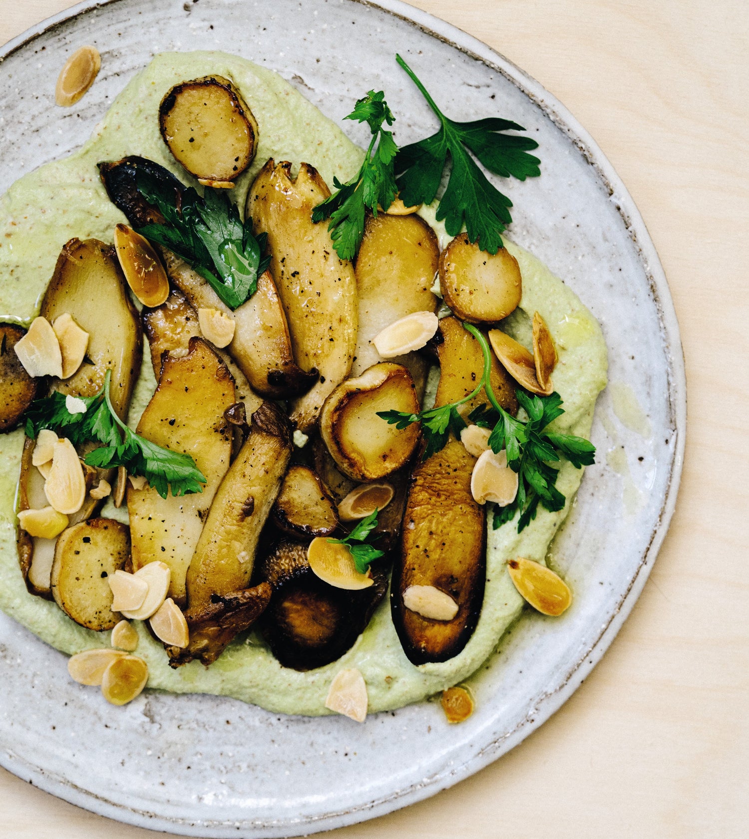 Hetty McKinnon's Pan-Seared King Oyster Mushrooms with Whipped Almonds
