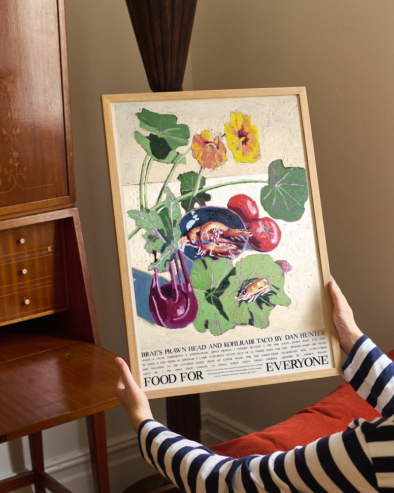 Brae's Prawn Head and Kohlrabi Taco